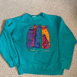 Vintage Santa Fe Felines Laurel Burch Cat Sweatshirt